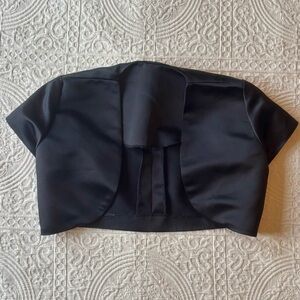 Vintage black satin cropped bolero jacket size XS